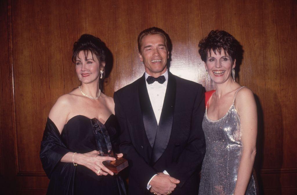 #40 Lynda Carter with actor Arnold Schwarzenegger, and Desi Arnaz.
