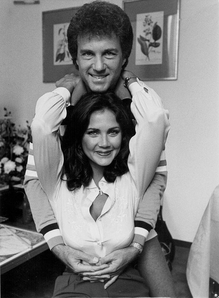 #53 Lynda Carter with her husband Ron Samuels in London, 1980.