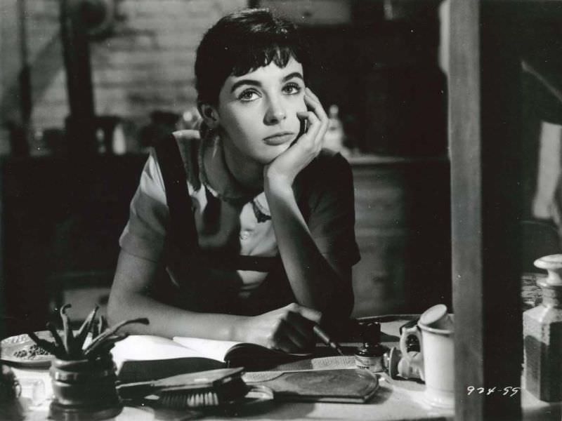 Millie Perkins as Anne Frank during the Filming of ‘The Diary of Anne Frank (1959)’ Movies &; TV