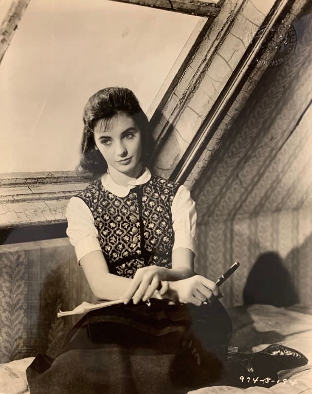 Millie Perkins as Anne Frank during the Filming of ‘The Diary of Anne Frank (1959)’ Movies &; TV