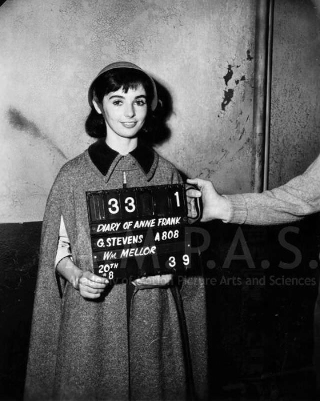 Millie Perkins as Anne Frank during the Filming of ‘The Diary of Anne Frank (1959)’ Movies &; TV