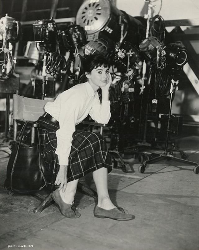Millie Perkins as Anne Frank during the Filming of ‘The Diary of Anne Frank (1959)’ Movies &; TV
