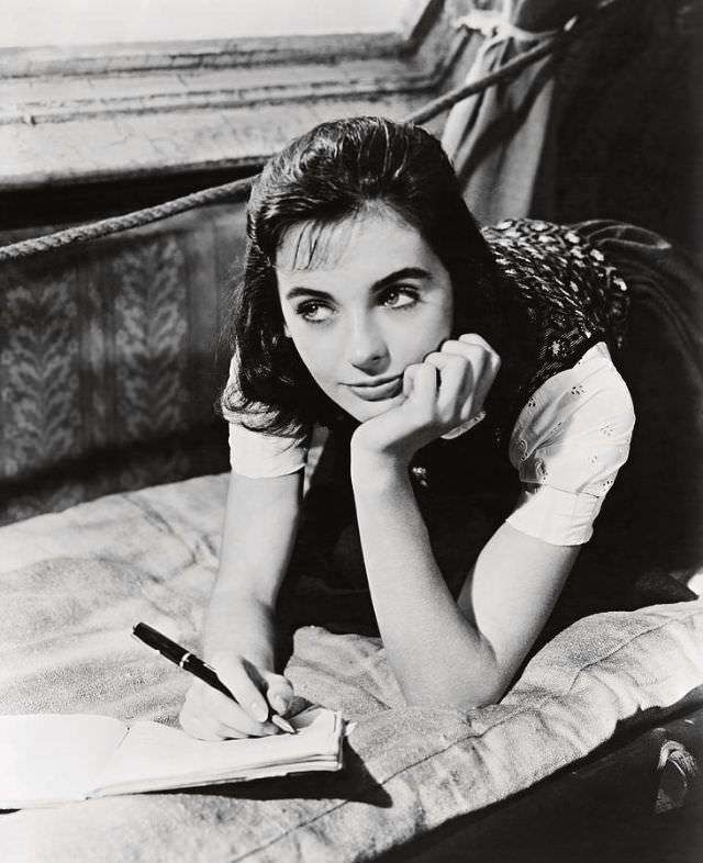 Millie Perkins as Anne Frank during the Filming of ‘The Diary of Anne Frank (1959)’ Movies &; TV