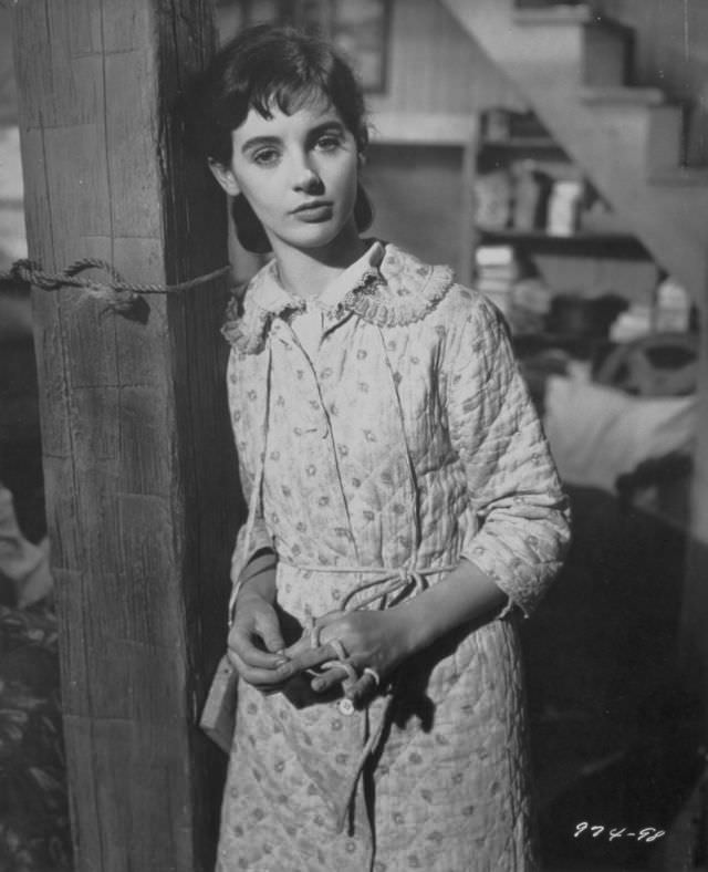Millie Perkins as Anne Frank during the Filming of ‘The Diary of Anne Frank (1959)’ Movies &; TV