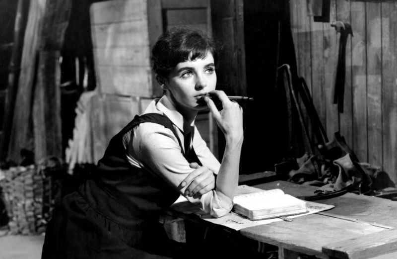 Millie Perkins as Anne Frank during the Filming of ‘The Diary of Anne Frank (1959)’ Movies &; TV