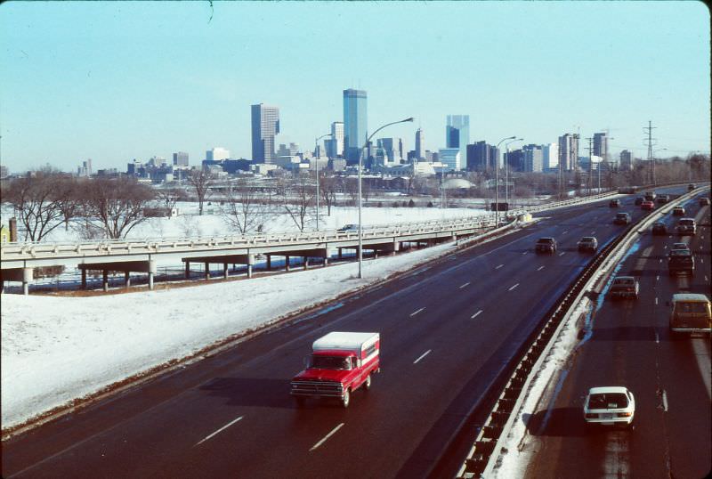 #19 Minneapolis skyline from Highway 12 (now I-394) at Penn overpass, circa early 1984