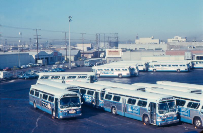San Diego Transit’s Imperial Avenue yard in downtown San Diego in the early-1970s