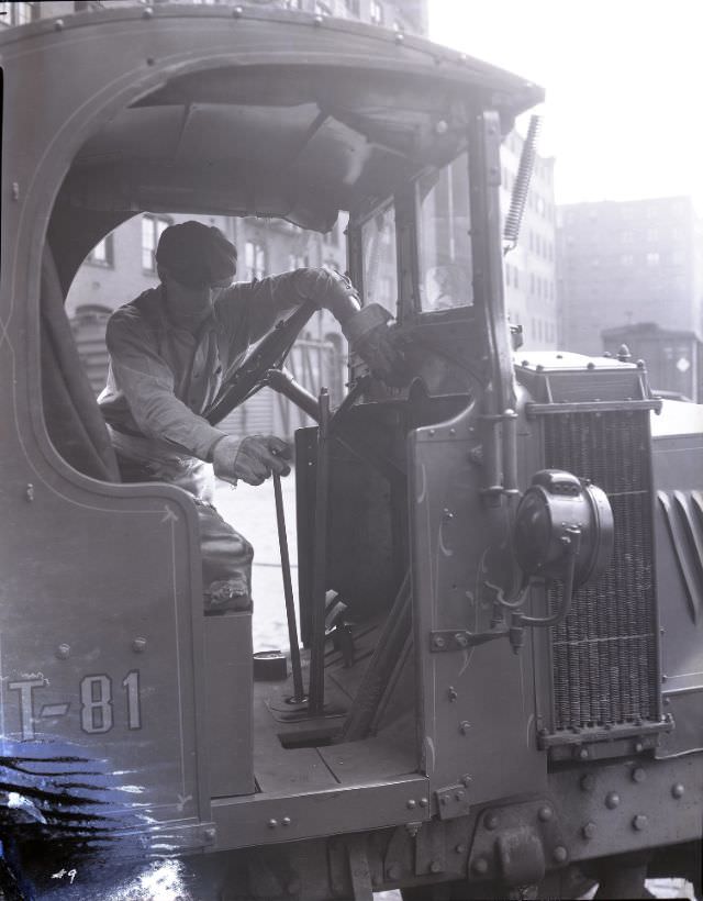 #14 Man in the cab of a Columbia Terminal Company truck. Photo by Sievers Studio, April 1931
