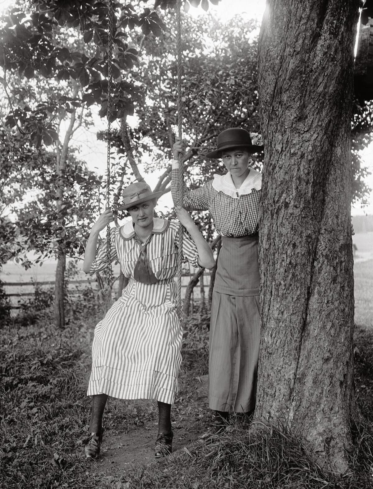 #17 Agnes Johansson (right) and friend, Sävasta, Altuna parish, 1910–20