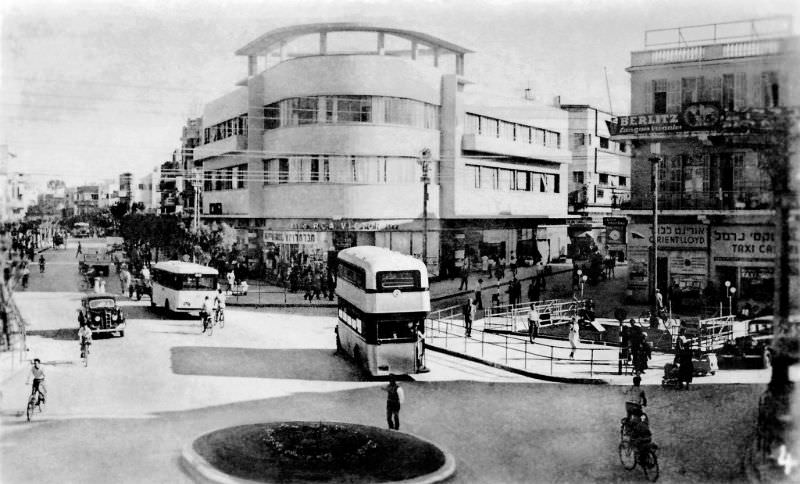 #1 Looking south along Allenby Road (now Allenby Street) at the intersection with King George Street, Tel Aviv, Palestine (now Israel), 1937