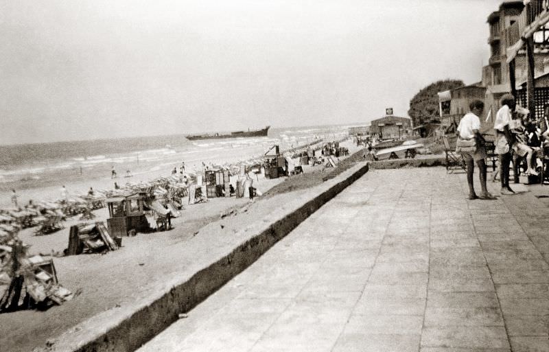 #15 Wreck of a small illegal Jewish immigration ship that was deliberately beached at Tel Aviv, Palestine (now Israel), 4 November 1940