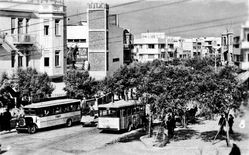 #5 Looking north along Ben Jehuda Road (now Ben Yehuda Street) near the intersection with Allenby Road, Tel Aviv, Palestine (now Israel), 1937