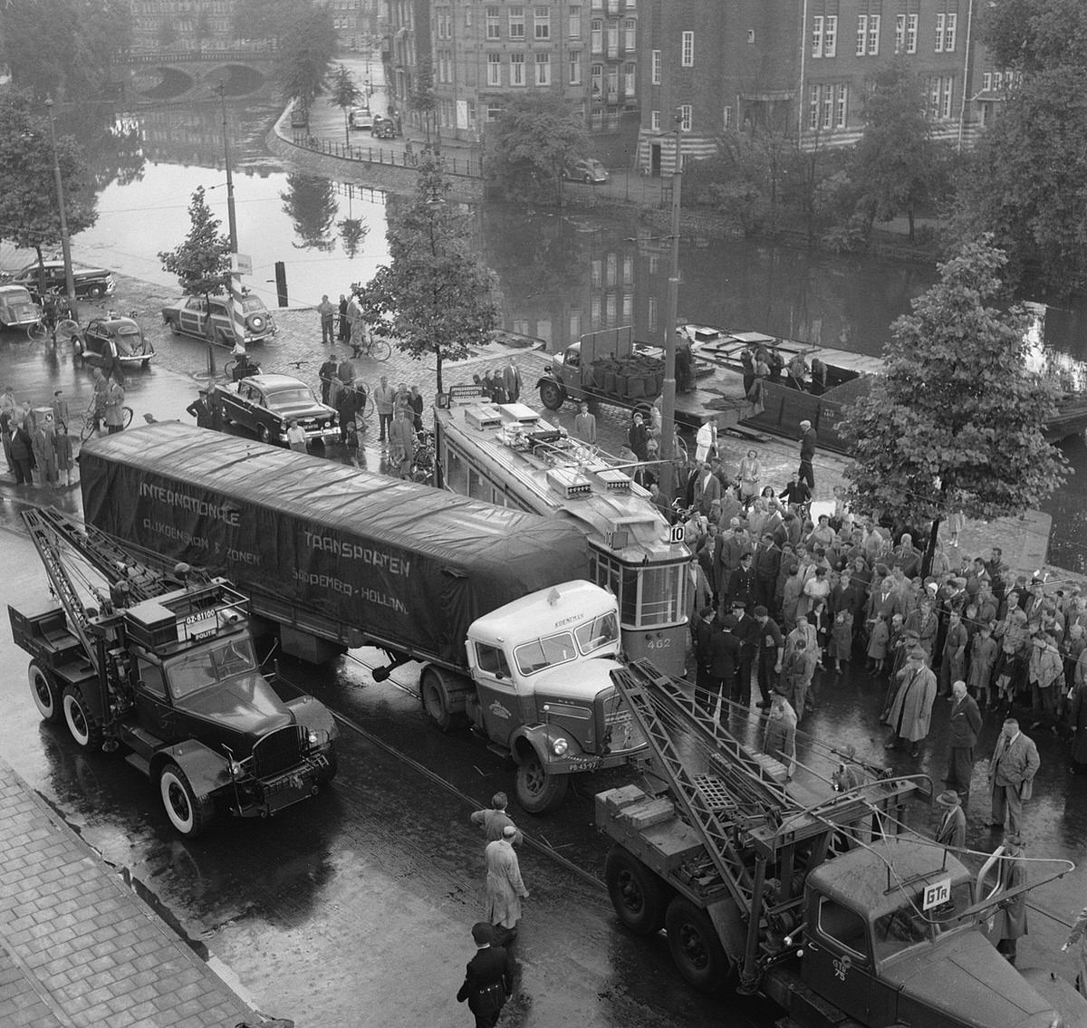 Collision of tram with truck. Koeneman &; Sons Sappermeer in Amsterdam. August 3, 1956.