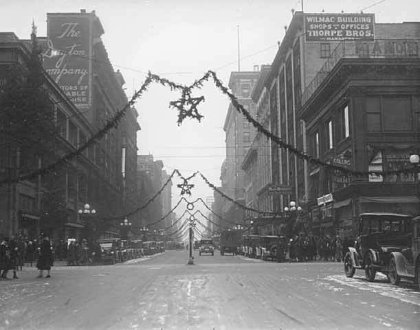 #47 Christmas decorations at Nicollet Avenue, Minneapolis, 1930s
