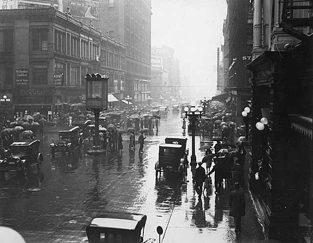 #68 Sixth and Nicollet in the rain, Minneapolis, Minnesota, 1930s