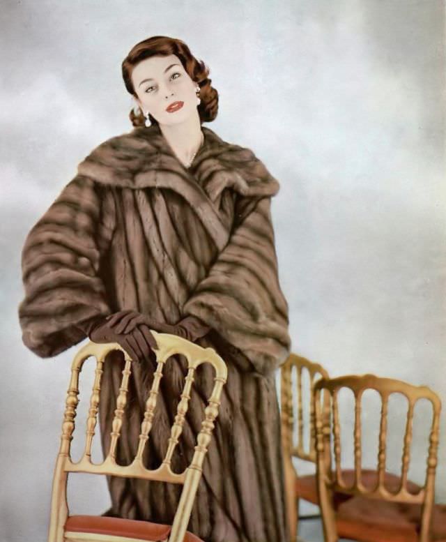 #22 Anne Gunning in Royal Pastel EMBA mink coat by Max Reby, 1954