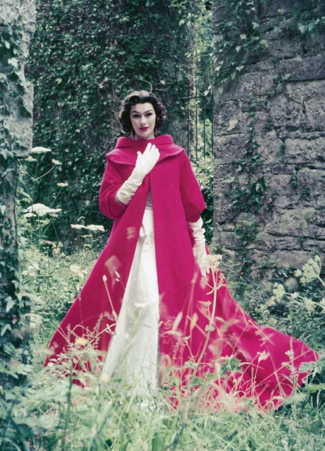 #8 Anne Gunning in gown and evening coat by Sybil Connolly, Ireland, 1953