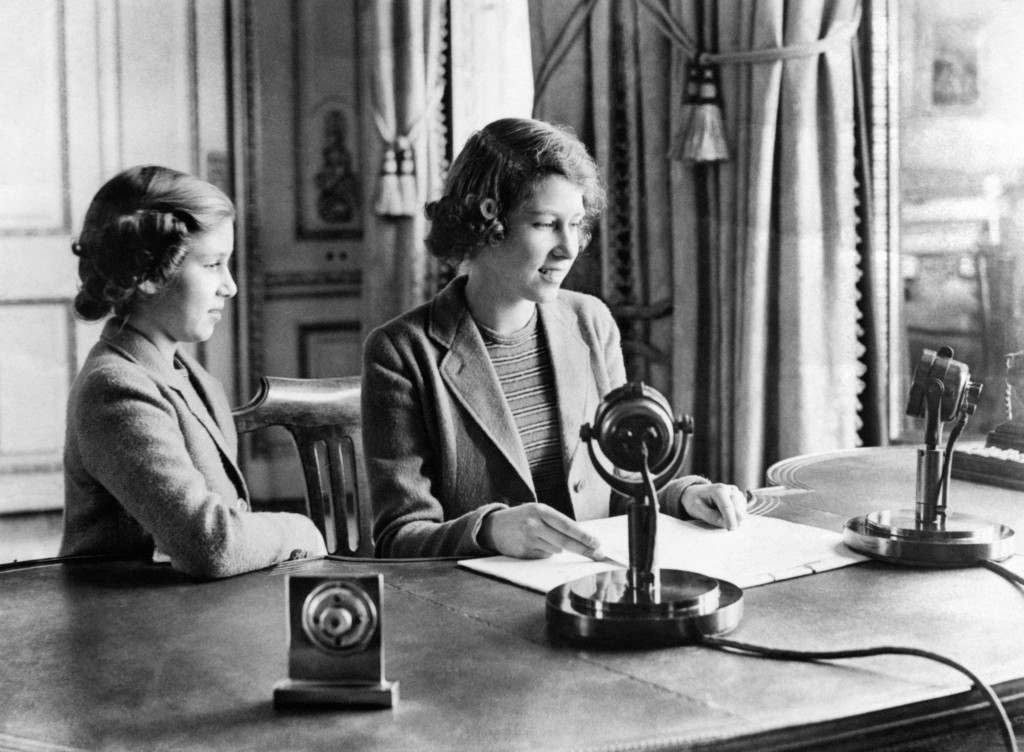 #19 A wartime picture of Princess Elizabeth (right) and Princess Margaret after they broadcast on “Children’s Hour” from Buckingham Palace.