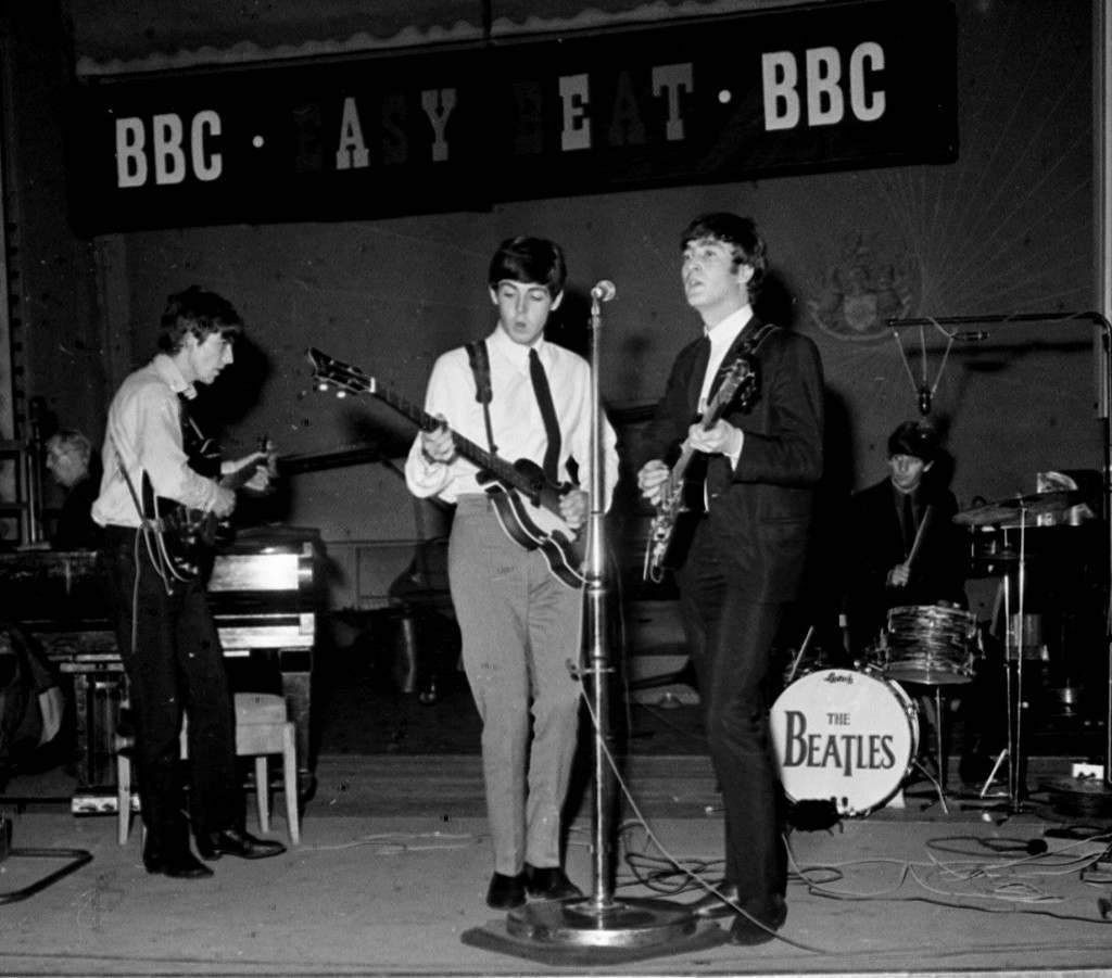 #23 The Beatles singing together during a recording session for the BBC radio programme ‘Easy Beat’