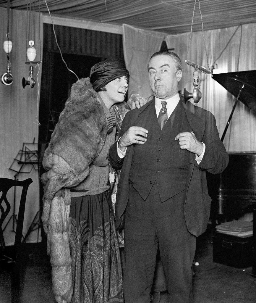 #24 British music hall stars George Robey and Alma Adair giving a wireless rehearsal from the Covent Garden Review “You’d be surprised”, 1922