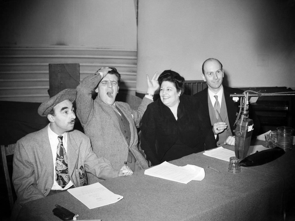 #33 Eamonn Andrews at the Paris Cinema, London, the new quiz-master of ‘Ignorance is Bliss’.