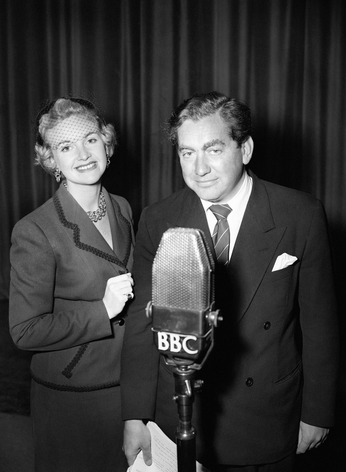 #4 Working with smiles are Moira Lister and Tony Hancock, rehearsing together for the new radio show ‘Hancock’s Half Hour’, 1954