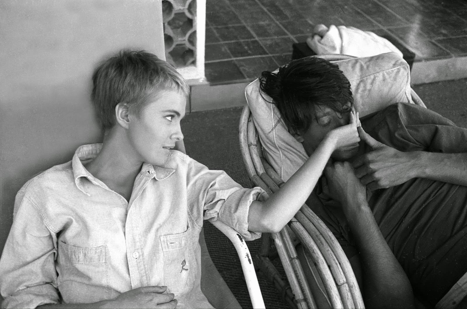#16 Jean Seberg and François Moreuil on location in the south of France for “Bonjour Tristesse,” 1957