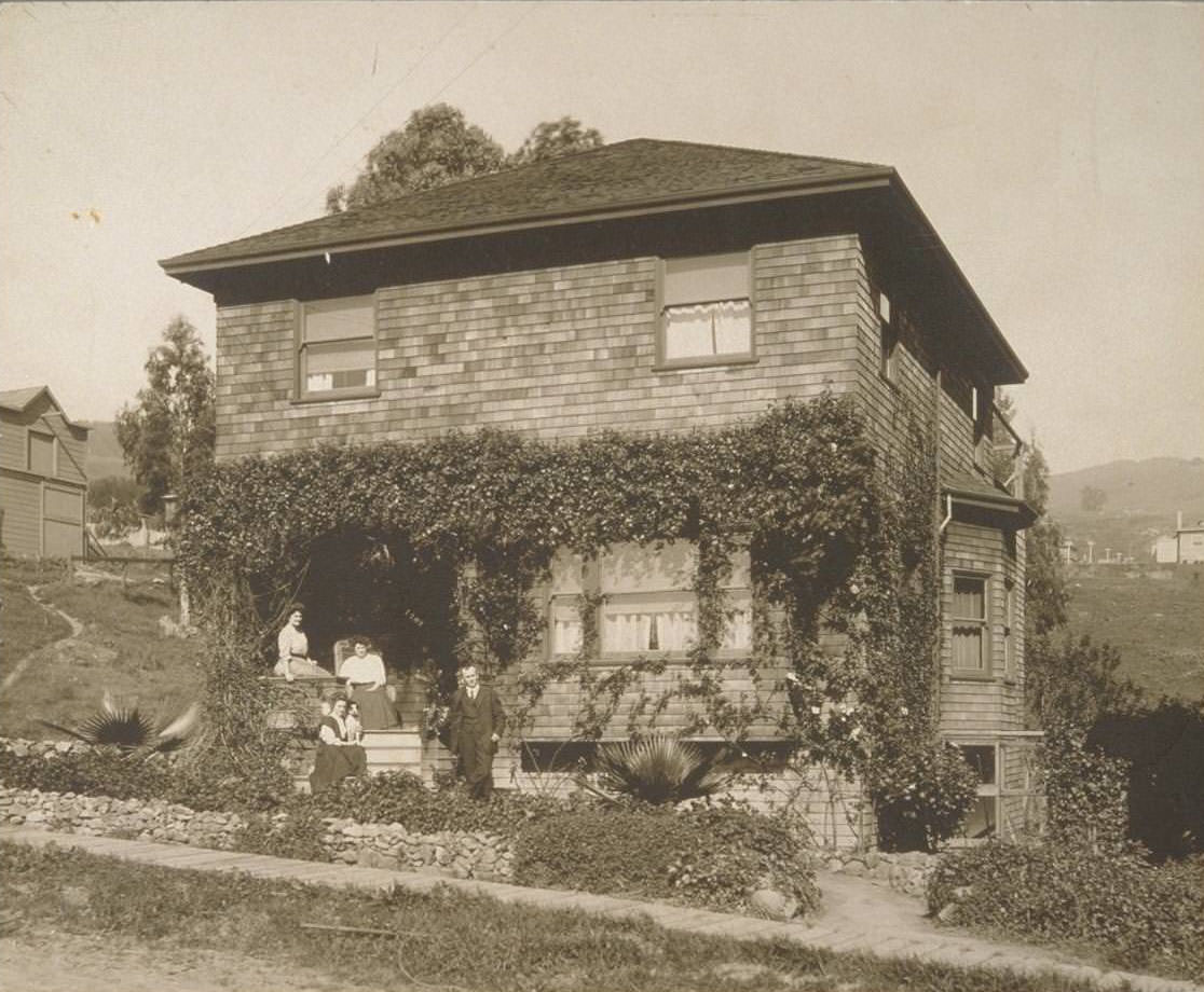 #43 A family outside of residence. Berkeley, 1920s