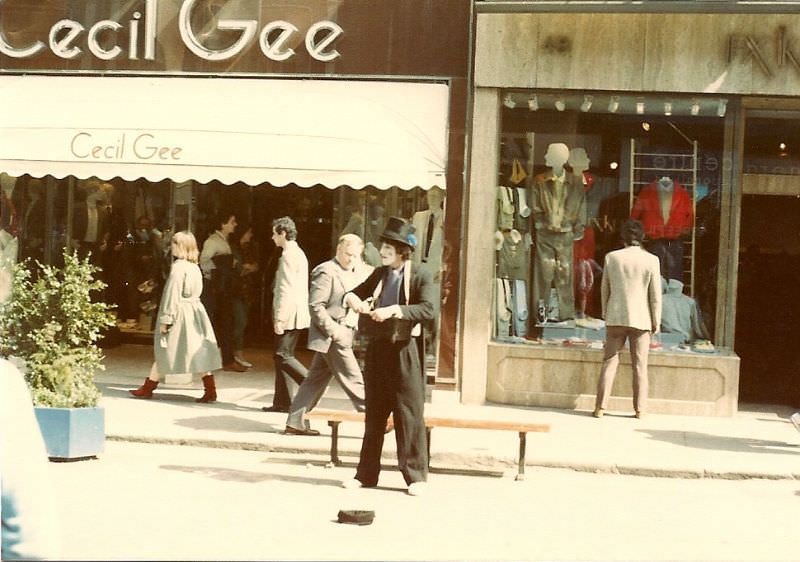 #11 Busker outside Cecil Gee, Grafton Street, 1982