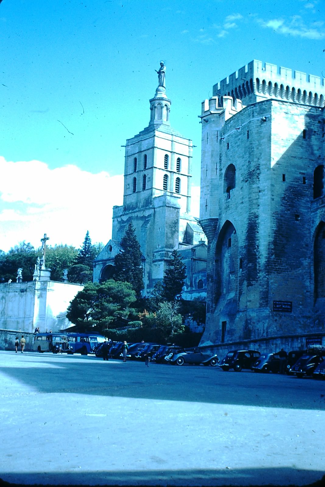 #18 Cathedral and Tower of Popes Palace Avignon, France, 1953
