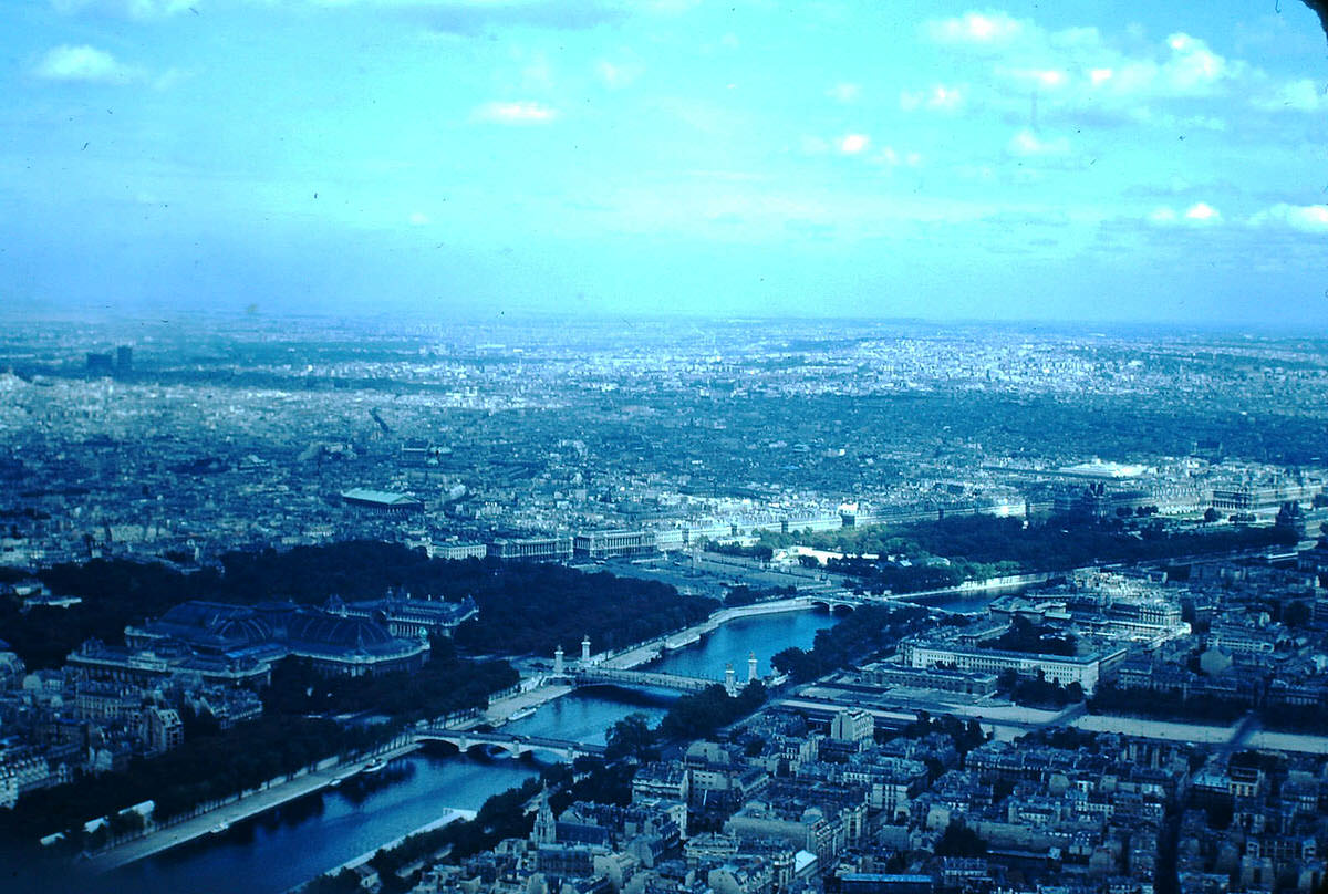 #35 Seine River and Alexander III Bridge from Eiffel Tower- Paris, France, 1953
