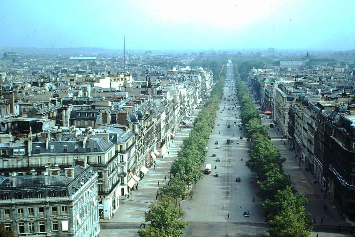 #45 Champs Elysees- From Arch of Triumph- Paris, France, 1953