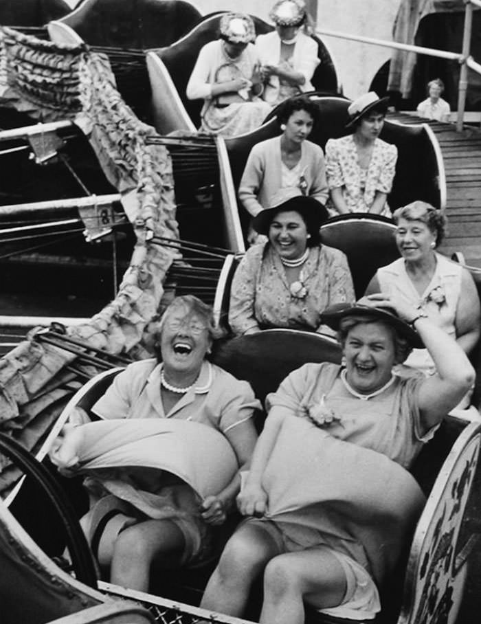 #29 On the caterpillar, women’s pub outing, clapham, london, 1958