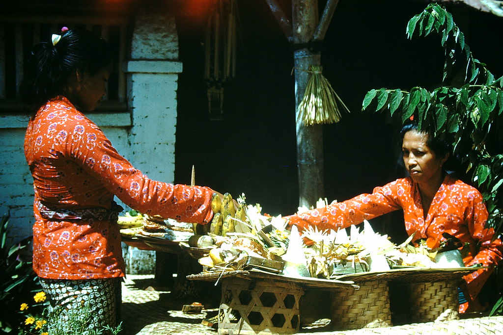 #27 Arranging New year Offerings- Bali, Indonesia, 1952