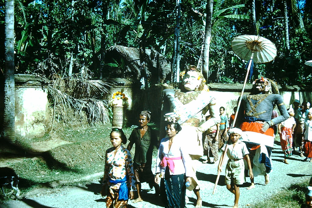 #49 Procession from temple in Bali New Year, Indonesia, 1952