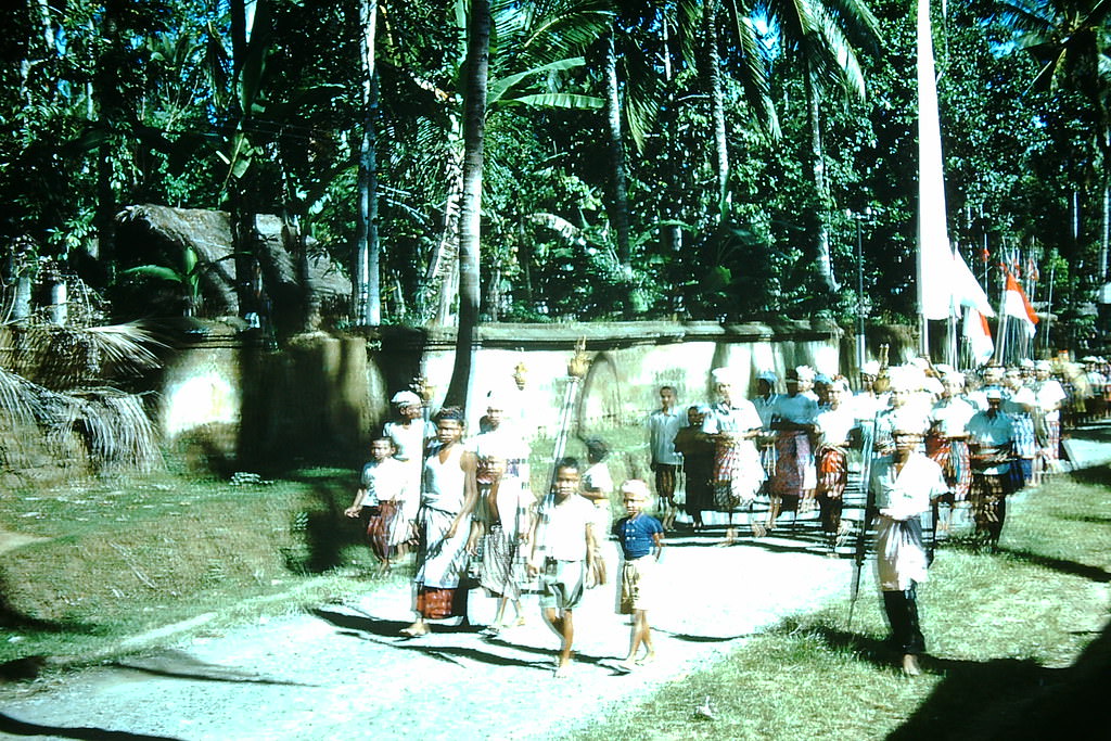 #50 Procession from temple in Bali New Year, Indonesia, 1952