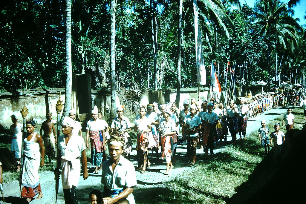 #51 Procession from temple in Bali New Year, Indonesia, 1952
