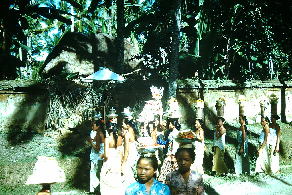 #53 Procession from temple in Bali New Year, Indonesia, 1952