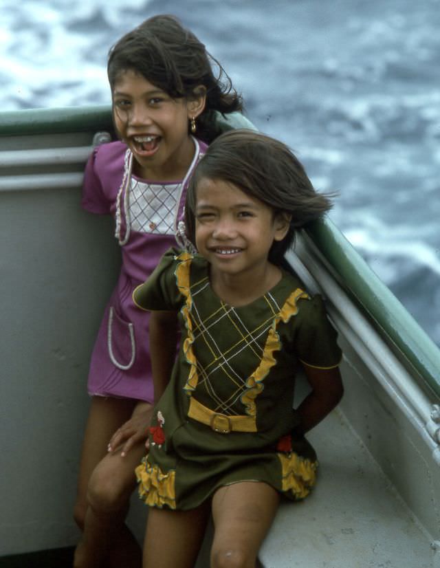 #42 Girls on ship near Timor, 1970s