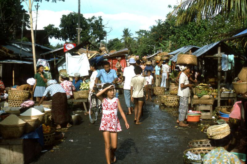 #74 Bali street market near Kuta Beach, 1970s