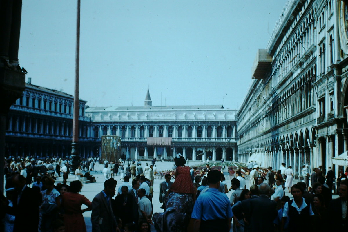 #18 St Mark’s Sq from Cathedral Steps- Venice, Italy, 1954.