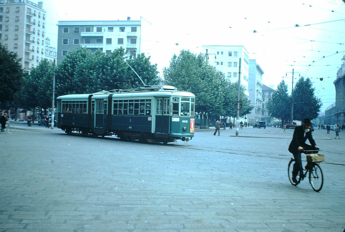 #3 Street Car at Central Station, Milan, 1954