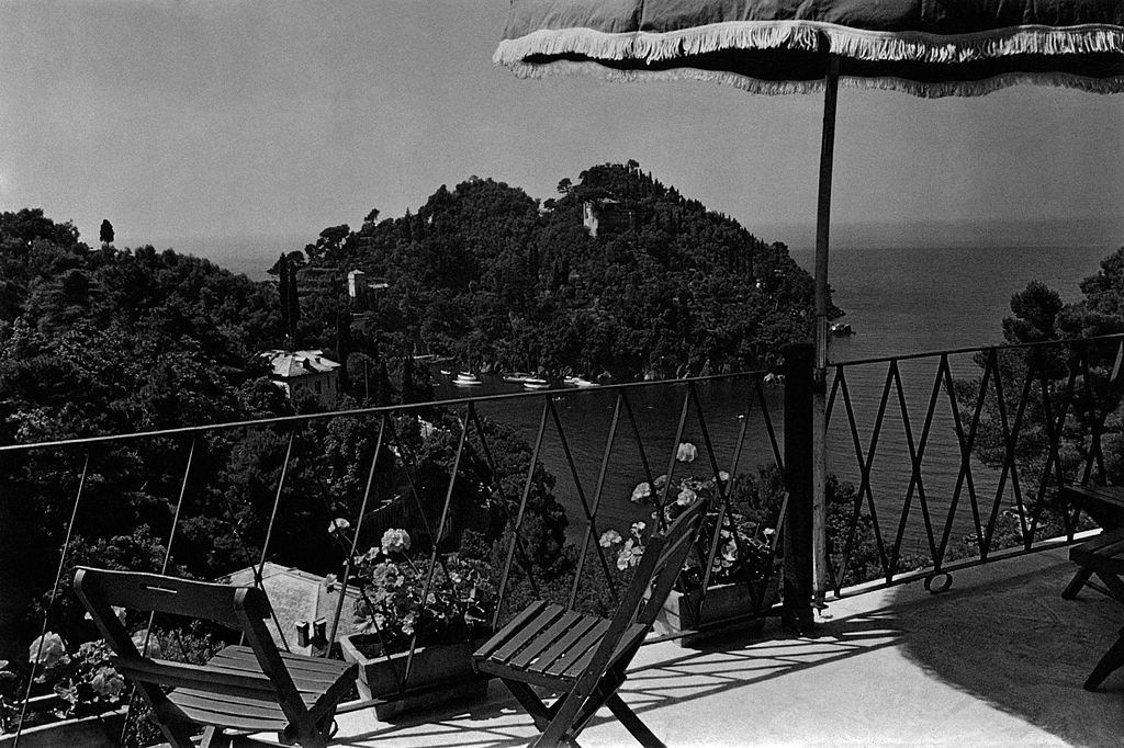 #87 View of a terrace overlooking the sea in Portofino, 1960s.