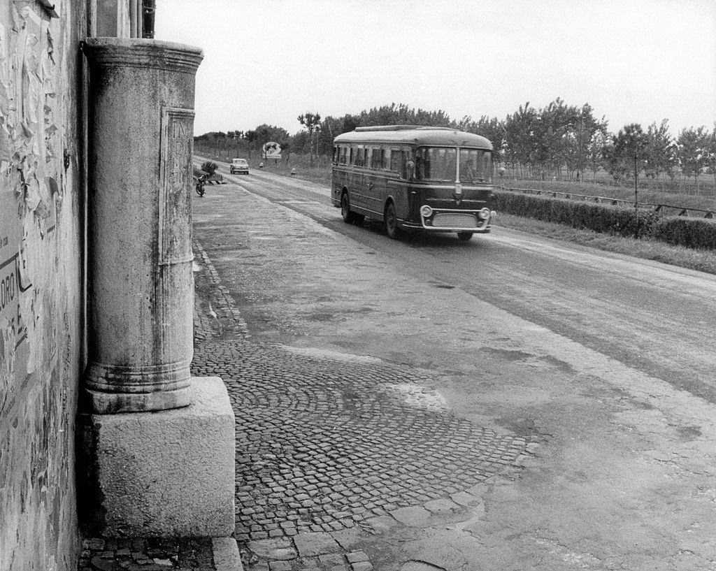 #7 A roman mile column in the area called posta di Mesa, 1960s.