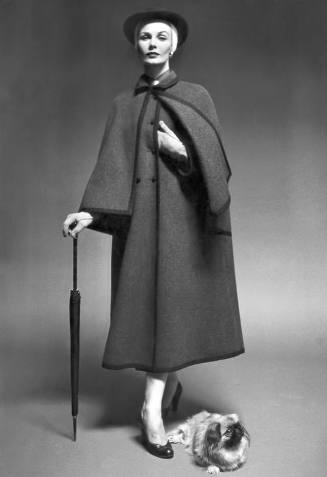 #4 Lillian Marcuson in full-length cape, 1950