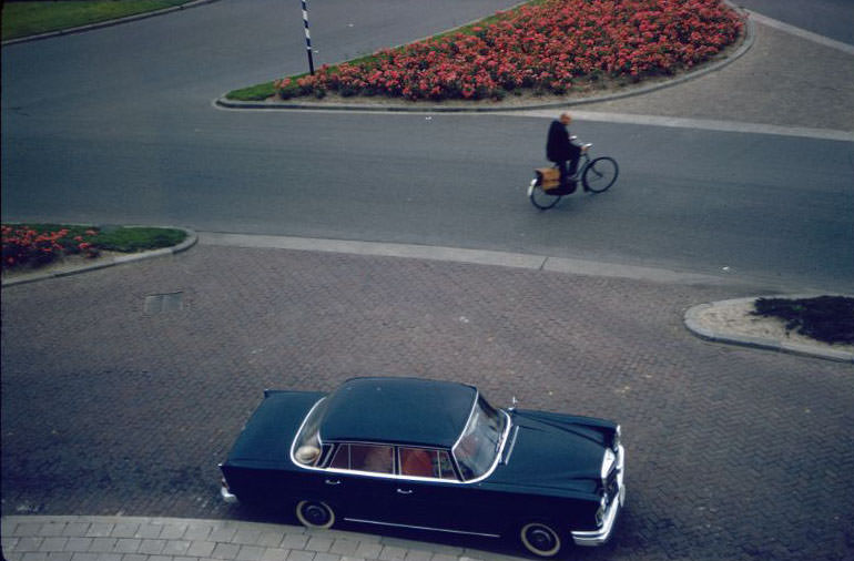 #16 View of the Mercedes 220 from the Euro-Hotel, Leeuwarden, 1961