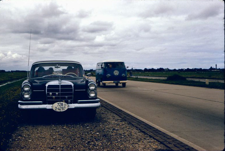 #39 The Mercedes 220 along the freeway, somewhere in the Netherlands, 1961