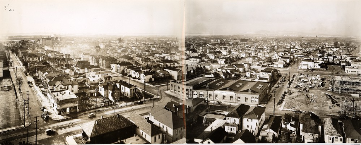 #26 Looking SW from 13th and Poplar Streets, 1940s