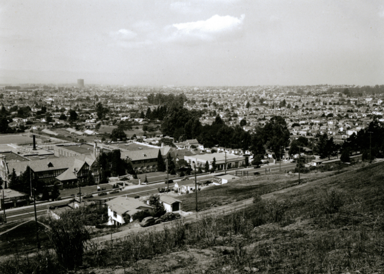 #21 Castlemont High School and East Oakland looking west from an adjacent hill, 1940s