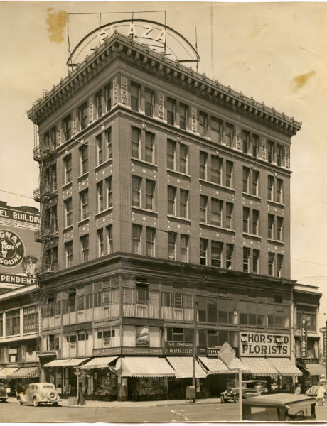 #55 Plaza building, northwest corner of 15th and Jefferson Streets in downtown Oakland, 1940s